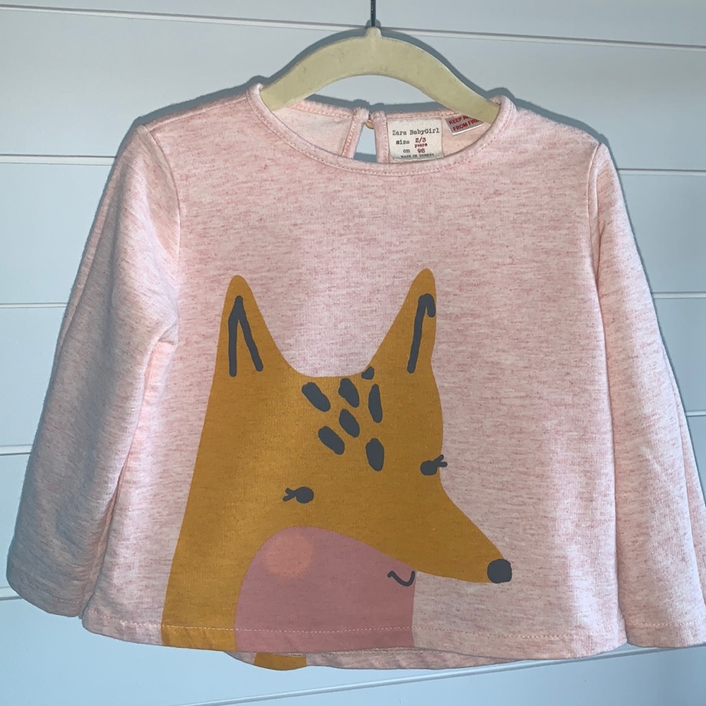 ZARA  Baby girl FOX sweatshirt size 2/3,‎ 98cm